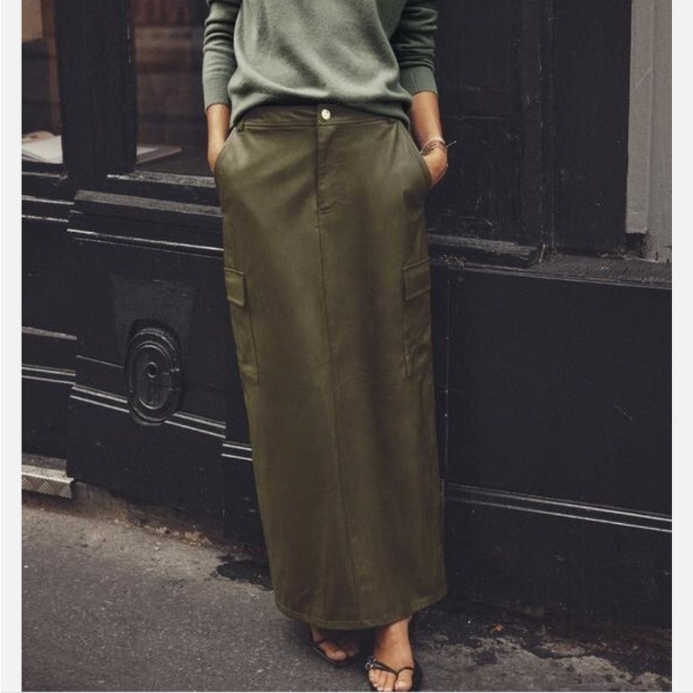ZARA Leather Olive Green skirt
